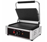 Grill Panini Professionnel Électrique - Plaques Rainurée/Lisse - 2,2 kW - Température 0 à 300°C - Large Surface de Cuisson