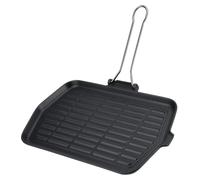 Grill-plaque poêle à griller - Fonte - 36 x 23 cm - Rectangulaire - Anthracite