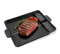 Grill Plaque Rectangulaire Antiadhésive 32 × 26 cm - Style Coréen, Plaque de Cuisson avec Égouttoir à Graisse, Sans Fumée, pour Réchaud à Gaz, Camping, BBQ Intérieur et Extérieur