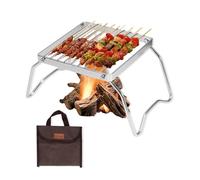 Grill Rack Grille en Acier Inoxydable Grille de Barbecue pour Steak, Légumes, Crevettes Mini Pliable Résistant à la Chaleur Durable avec Sac à Main en Plein Air Camping Pique-Nique