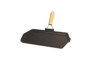 GRILL Rectangle Fonte émaillée Poignée rabattable 33.5 x 19.5 cm