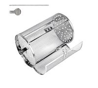 Grill rotatif en acier inoxydable - Cage de grills à roulettes BBQ, panier de grillade extérieur, panier à frire rotatif à 360 ° Cage grillée à tambour à tambour | Paniers ailes de poulet polyvalent r
