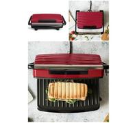 Grill Viande Panini ROUGE Bac récupérateur de graisse Plaque anti-adhe?sive 750W Haute qualité Charnière ajustable