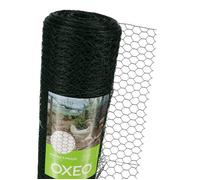 Grillage à poules - OXEO - Rouleau 30 m x 1 m - Maille hexagonale 25x13 mm - Acier galvanisé PVC vert - Découpable