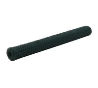 vidaXL Grillage en acier 25 x 1,5 m Hexagonal Ép. 0,7 mm Revêtement PVC Vert Clôture de jardin