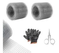 Grillage Anti Rongeur 2 Rouleaux Livré avec Gants et Ciseaux, Maille Fine en Galvanisé 10cm x 6m, Clôture de Protection Rigide, Grillage à Poule Polyvalent Barrière Anti Souris Anti Rat pour Jardin