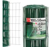 Grillage cloture jardin vert PVC, mailles 100 x 50 mm Ø 2.2 mm, rouleau 1m | hauteur 100cm, acier galvanisé plastifié, grillage a poule, cloture exterieur animaux, voliere poulailler