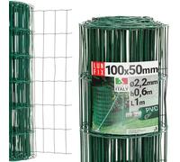 Grillage cloture jardin vert PVC, mailles 100 x 50 mm Ø 2.2 mm, rouleau 1m | hauteur 60cm, acier galvanisé plastifié, grillage a poule, cloture exterieur animaux, voliere poulailler