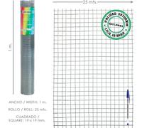 Grillage électro-soudé galvanisé 19x19 / 100 cm, rouleau de 25 mètres pour usage domestique