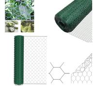 Grillage hexagonal 100 cm x 25 m, galvanisé et revêtu de PVC vert, clôture de jardin, grillage pour lapins, mailles 25 mm, épaisseur du fil 0,7 mm, résistant à la corrosion, anti-rongeurs