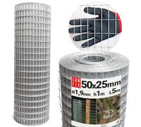 Grillage métallique, 50 x 25 mm, 1,9 mm, 1 m x 5 m, Grillage pour lapin | Grillage soudé pour volière