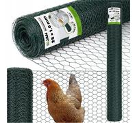 Grillage pour volière, mailles hexagonales - 25 mm, galvanisé + PVC, hauteur 150 cm, rouleau de 25 m, pour poulailler, volière à poules et élevage de petits animaux
