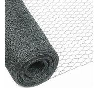 Grillage triple torsion galvanisé pour poules ou petits animaux, clôture poulailler, jardin - 25 m x 1 m - Maille 25 mm - Diam 1 mm - Gris -