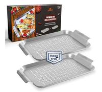 grillart® Lot de 2 bols de barbecue en acier inoxydable de qualité supérieure - Panier à poisson et plateau de barbecue pour brochettes - Utilisation universelle et particulièrement durable -