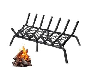 Grille à bûches en fer forgé avec support pour bûches de cheminée | Étagère à bois de chauffage en fer forgé durable avec support de braise, idéal pour le stockage efficace du bois de chauffage