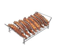 Grille à côtes pour barbecue, support de rôtissoire en acier inoxydable, système de support de grillade à plusieurs fentes, kit de cadre de cuisson de viande, outil d'accessoires de barbecue pour