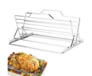 Grille à frire - 27,6 x 26,2 cm - Support à viande réglable - Cadre de barbecue pliable en acier inoxydable (résistant à la rouille) - Support de cuisson durable - Outil de rôtissage multi-positions