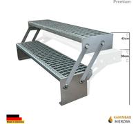 Grille acier Escalier à limon 2 marches Réglable Galvanisé Largeur 100cm x Hauteur Réglable 30-43 cm