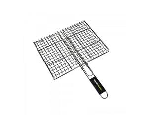 Grille Acier Refermable Pour Barbecue Charbon - Cook'in Garden - Grille rectangulaire - 40 x 30 cm - Manche Soft Touch