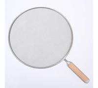 Grille anti-éclaboussures en acier inoxydable avec poignée en bois pour poêles et casseroles (29 cm)