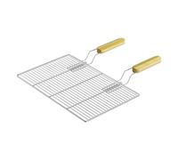 Grille BBQ 54 x 34 cm rectangulaire, poignées, pour barbecue gaz et boule | Acier inoxydable poli, tiges int. Ø 3 mm, écart 1,2 cm, tiges ext. Ø 6 mm, pour barbecue charbon et cheminée de jardin