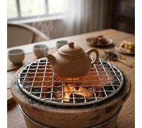 Grille BBQ Acier Inoxydable Ronde 18-30CM Antiadhésive(24cm) | pour surface antiadhésive, nettoyage rapide, compatible lave-vaisselle, pour idéal légumes viandes, taille ajustable