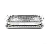 Grille BBQ Bleui Avec pour plateau 30x22cm Grille BBQ Bleui Avec(A) | plaqué pour cuivre, traitement bleui, design carré, 30x22x5.5cm, pour idéal légumes poisson