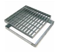 Grille caillebotis en acier galvanisée 30x30cm avec cadre pour caniveau de drainage, collecte et évacuation des eaux pluviales