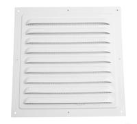 Grille d'aération carrée en métal blanc de 200 mm avec filet anti-mouches pour extracteur de ventilateur, conduit d'entrée, utilisation intérieure et extérieure (200 x 200 mm)