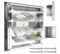 Grille d'aération en acier inoxydable 125 mm avec moustiquaire, lamelles mobiles et clapet anti-retour, grille de protection contre les intempéries en acier inoxydable 304 avec joint en caoutchouc