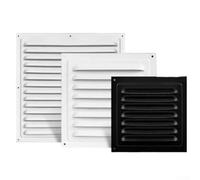 Grille d'aération en métal - 250 x 250 mm - Anti-insectes - 300 x 300 mm | Construction en fer galvanisé, résistant à la rouille, résiste aux intempéries difficiles, taille 200 x 200 mm, blanc ou noir