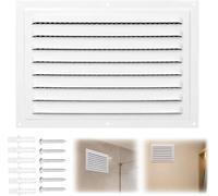 Grille d'aération en métal avec moustiquaire - 300 x 200 mm - Pour mur extérieur, porte, fenêtre, plafond, entrée et évacuation d'air - Blanc