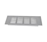 Grille d'aération murale à persiennes 80 x 350 mm Entrée d'air externe | Dimensions : 80 x 300 mm, métal estampé, moustiquaire incluse, trous de vis encastrés, design moderne