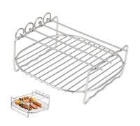 Grille de Barbecue à Double Couche Carrée en Acier Inoxydable, Argenté | Grille pour Air Fryer, Support de Barbecue de Remplacement, Grill Multifonction