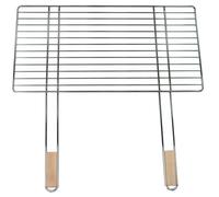 Grille De Barbecue Avec Poignée En Bois Rectangulaire Acier Chromé 58x30cm