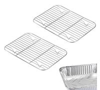 Grille de barbecue en acier inoxydable, lot de 2, dimensions 24,5 x 19 cm, pour plaques de cuisson en aluminium demi-format