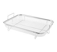 Grille de Barbecue en Acier Inoxydable, Panier de Cuisson, 30 x 22 x 5 cm | CHUEHKAK, Poignée, Forme Rectangulaire, Compatible Four et Lave-Vaisselle, pour Légumes, Fruits de Mer, Jardin et Camping