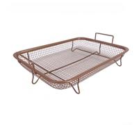 Grille de barbecue en acier robuste avec poignée intégrée (petit panier | Acier, haute résistance à la chaleur, design antirouille, s'adapte à la plupart des grills, idéal pour la viande de légumes