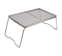 Grille de barbecue M 35 x 16,5 x 23,5 cm en acier inoxydable pliable portable avec grille florale réglable en hauteur pour camping, randonnée, pique-nique, voyage (M)