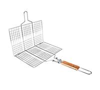 Grille de Barbecue Pliable en Acier Inoxydable, 34 x 32 x 2 cm, Panier de Cuisson avec Poignée pour Camping et Barbecue