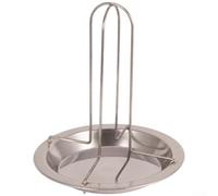 Grille de barbecue pliable en acier inoxydable pour rôtir le poulet entier, batterie de cuisine portable de camping avec plateau d'égouttement amovible et support stable à quatre pieds pour charbon de