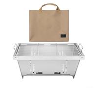 Grille de barbecue pliable en acier inoxydable pour système de table Igt avec ventilation à 6 côtés Design résistant au vent Argenté 38 x 28 cm