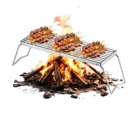 Grille de barbecue pliable pour barbecue, filet de barbecue carré en acier de style extérieur, cadre pliable + pieds de support surélevés, structure en treillis métallique en acier inoxydable pour
