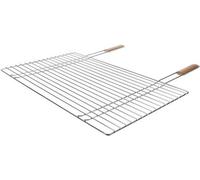 Grille de barbecue rectangulaire 68 x 40 cm en acier inoxydable avec poignées en bois