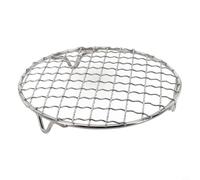 Grille de barbecue ronde en acier inoxydable avec pieds, plaque de cuisson | Cuisinière et utilisation domestique, maille polie miroir pour un chauffage uniforme, pas de fuite de nourriture