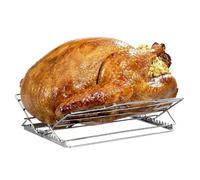 Grille de brûleur à dinde - 9,73 x 9,18 pouces, design en V réglable, support de barbecue à poulet en acier inoxydable, bac d'égouttement réglable en hauteur | Accessoire de cuisine pour volaille