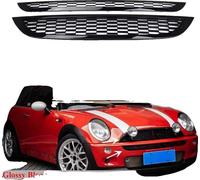 Grille de calandre avant supérieure inférieure, Plastique, Noir brillant, Convient à la MINI R50 R52 R53, Placement supérieur et inférieur, Design en nid d'abeille