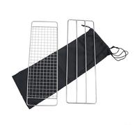 Grille de camping portable 38 x 12 cm en acier inoxydable pour pique-nique, barbecue et voyages en randonnée (C)