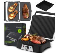 Grille de contact barbecue électrique plaques antiadhésives rabattables 2000W...