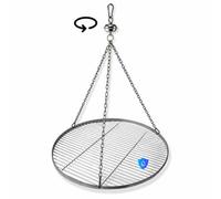 Grille de cuisson Ø 60 cm en acier inoxydable, émerillon rotatif à | Acier inoxydable 304, tournant à roulement à billes, 3 chaînes de 60 cm, rail de 2 cm - rien ne glisse dans le feu lors de la